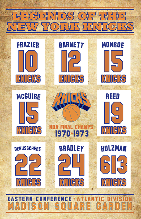 Knicks Retired Legends Vintage Poster
