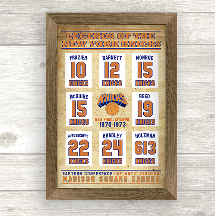 Knicks Retired Legends Vintage Poster