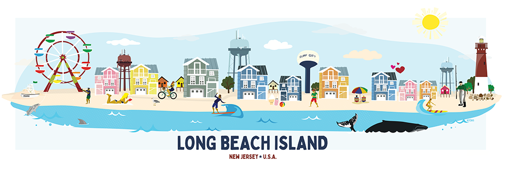Long Beach Island Skyline Illustration