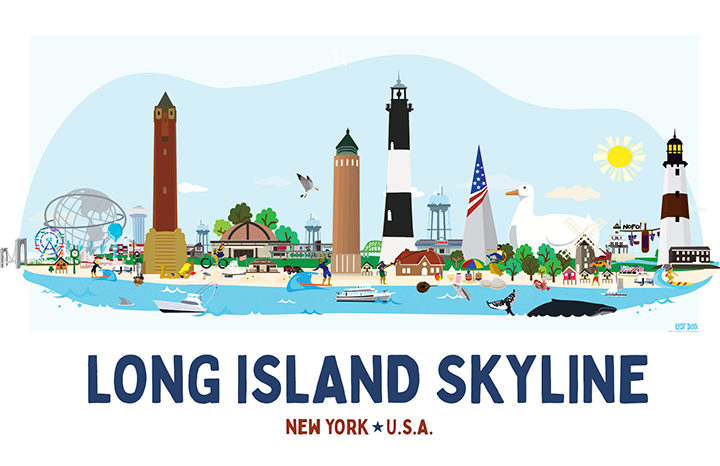 Long Island Skyline Illustration