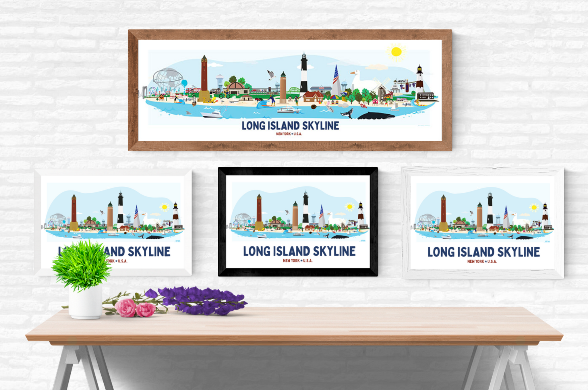 『1年保証』 Long Beach Frame & Art DOG LOST – Illustration Skyline 絵画