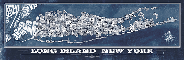 Long Island Towns Typography Map