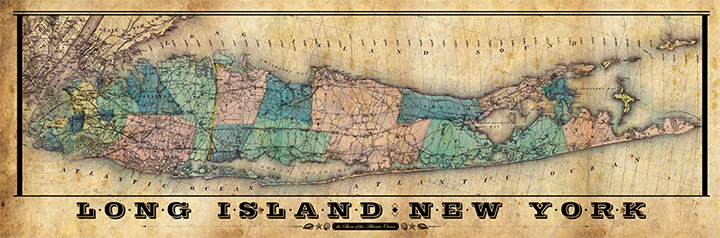 Long Island Vintage Remixed Map