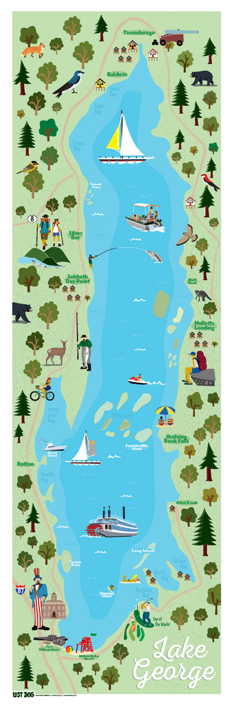 Lake George Map Illustration