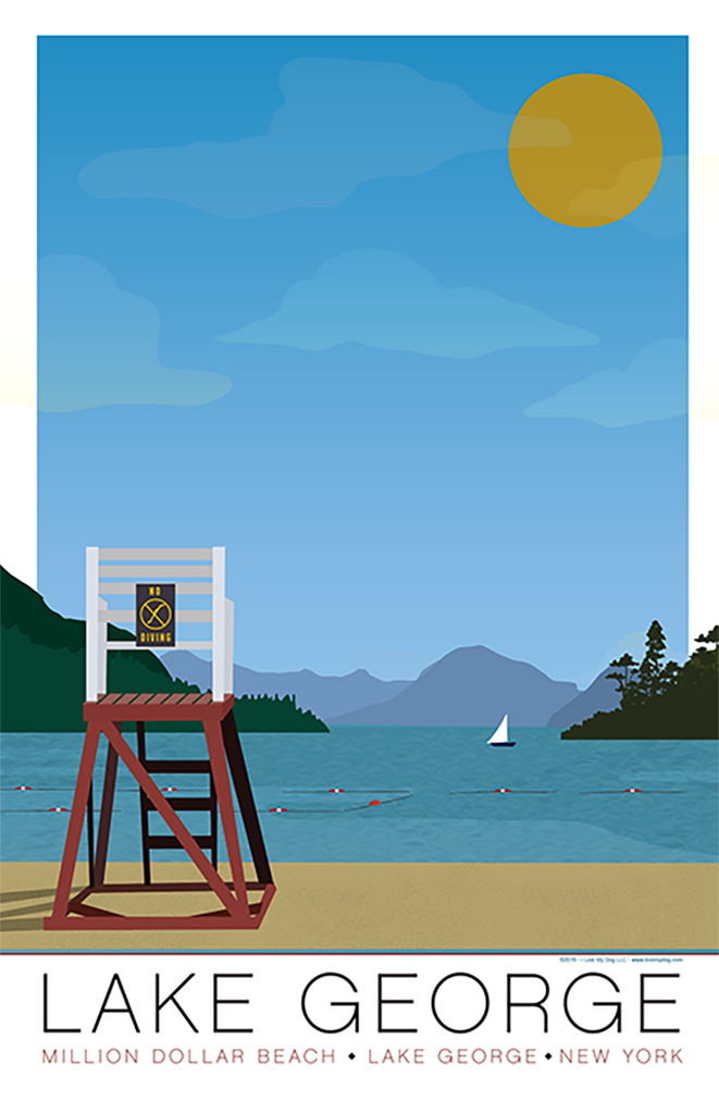 Lake George Beach Illustration