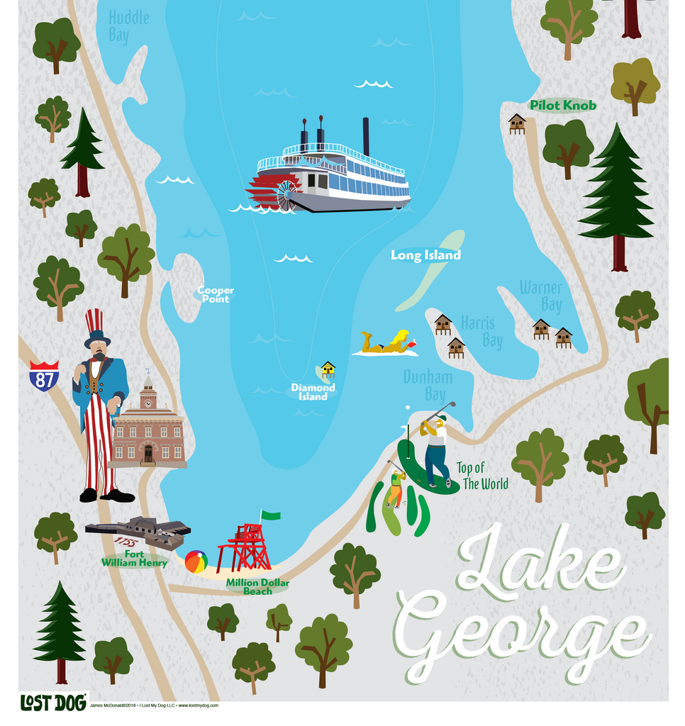 Lake George Map Illustration