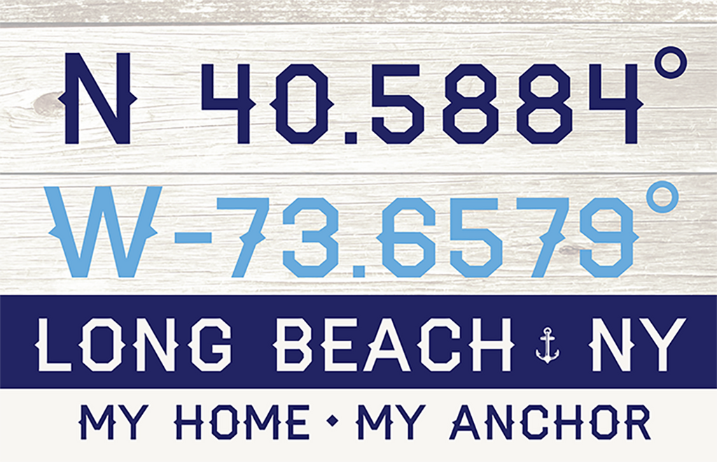 Nautical Coordinates Wooden Replica Sign