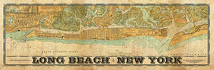 Long Beach Vintage Nautical Map