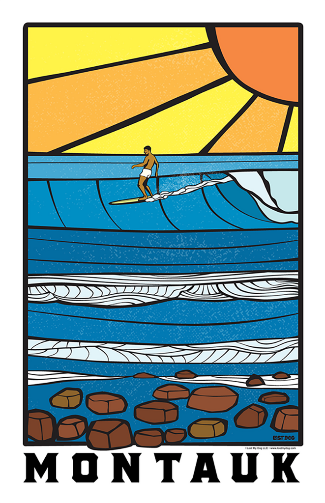 Montauk Stained Glass Surf Scene