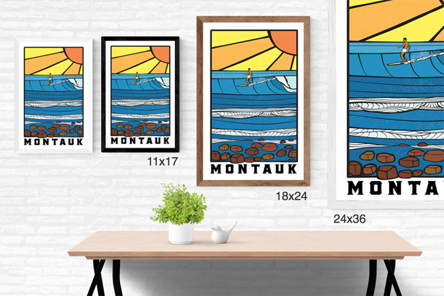 Montauk Stained Glass Surf Scene