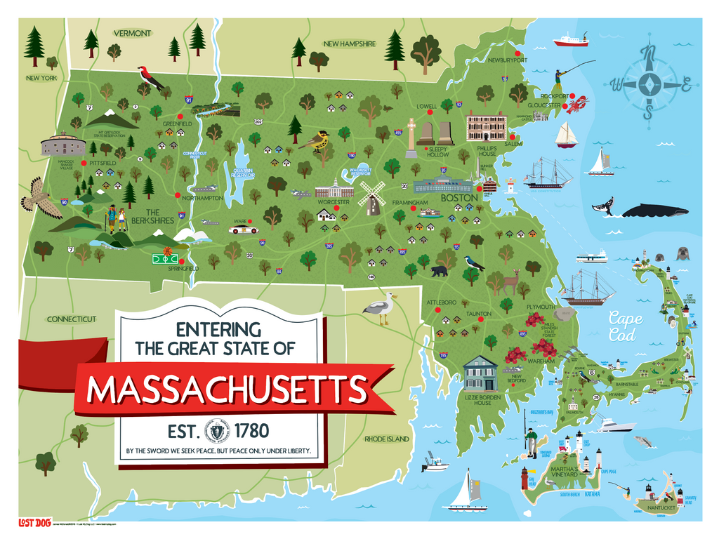 Massachusetts Illustrated Map