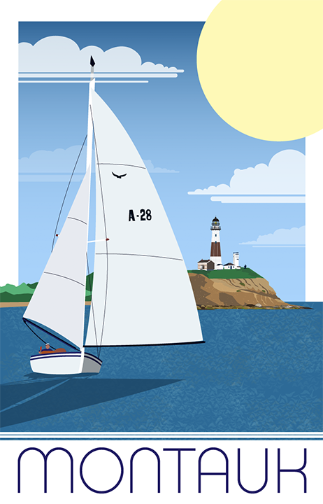 Montauk Point Sailing Scene