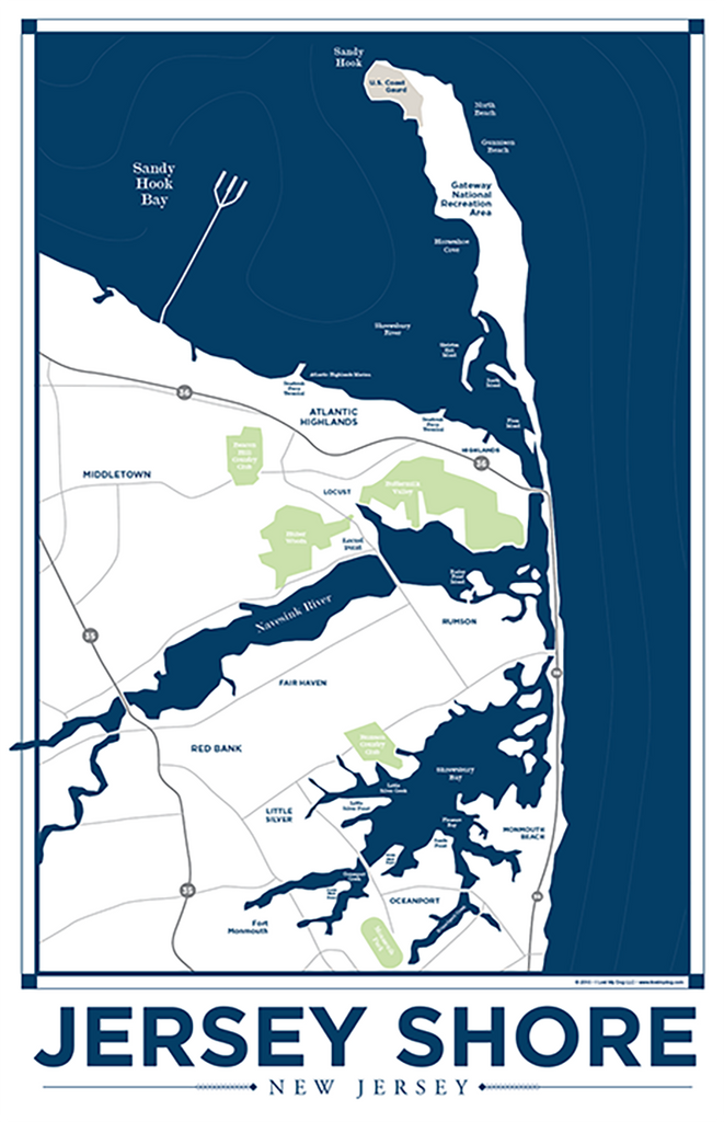 Jersey Shore North, Fairhaven, Sandy Hook Area Nautical Map