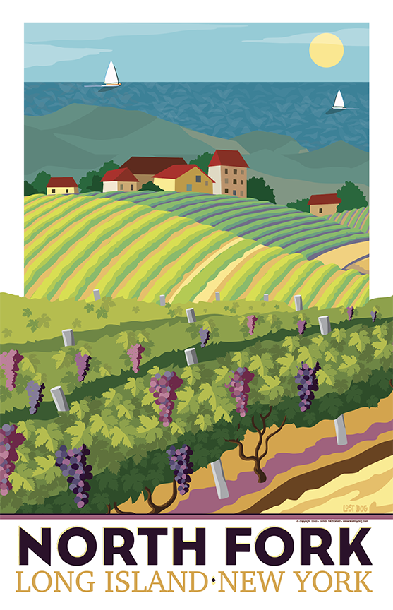 North Fork Vineyard Illustration