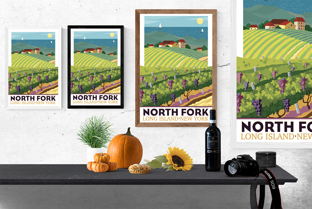 North Fork Vineyard Illustration