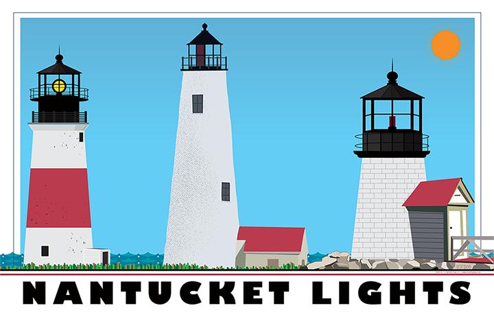 Lighthouses of Nantucket Illustration