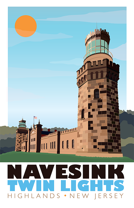 Navesink Twin Lights Illustration