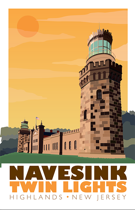 Navesink Twin Lights Illustration