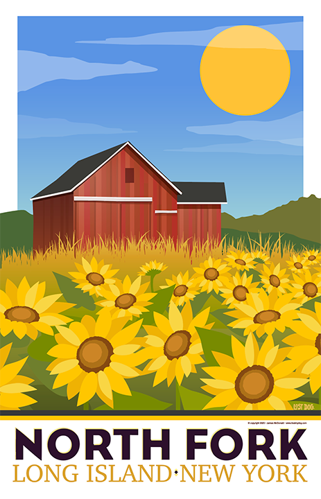 North Fork Sunflowers Illustration