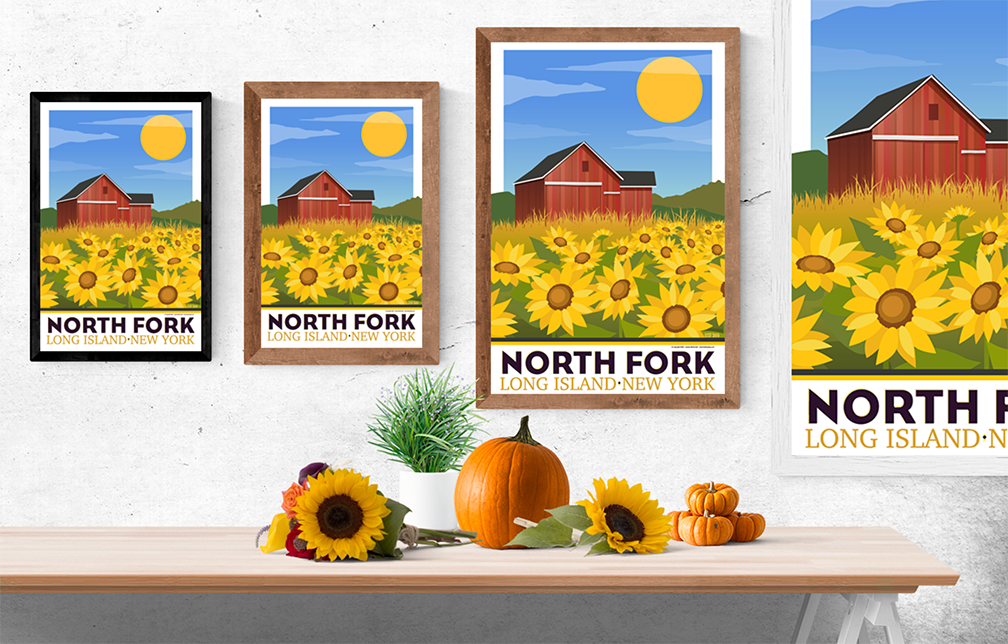 North Fork Sunflowers Illustration