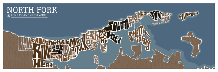 The North Fork Typography Map
