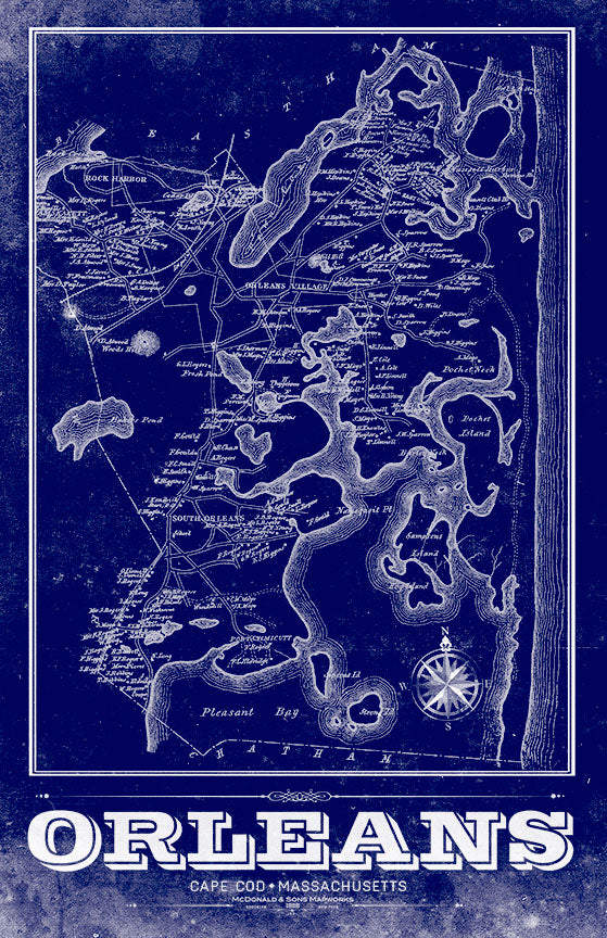 Orleans, Cape Cod Massachusetts Vintage Remixed Map