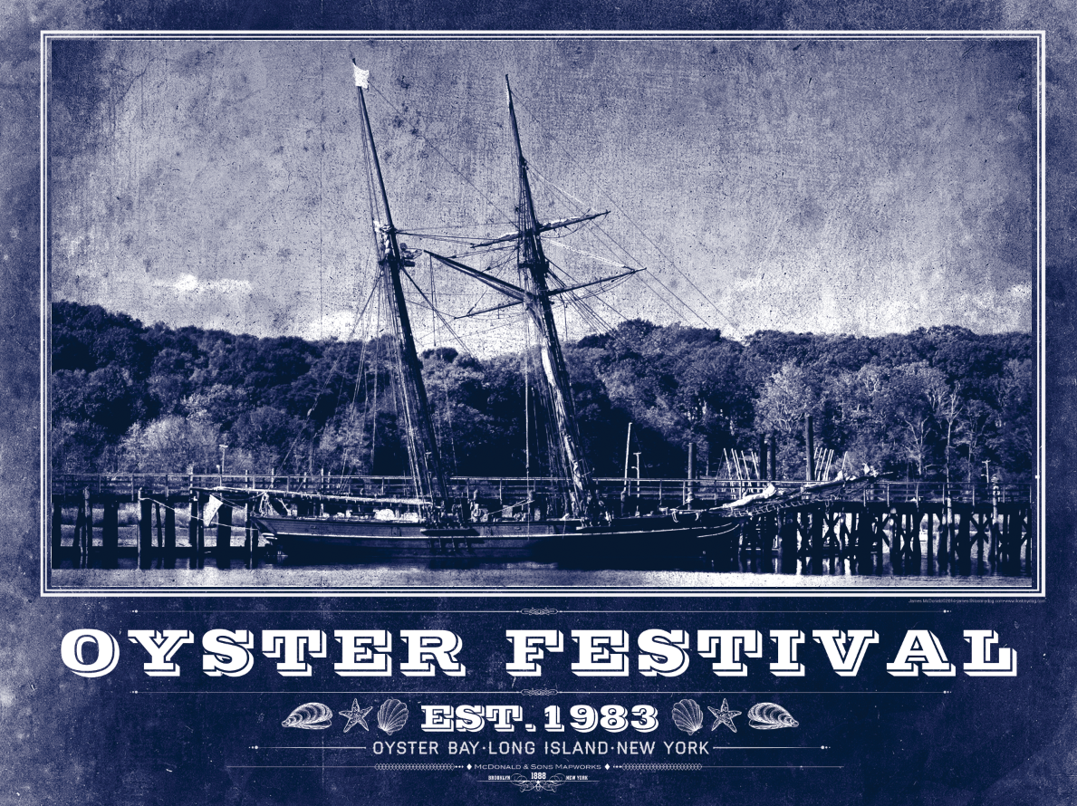 Oyster Bay Vintage Travel Poster – LOST DOG Art & Frame