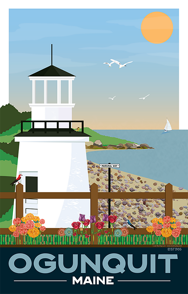 Ogunquit Marginal Way Lighthouse Illustration