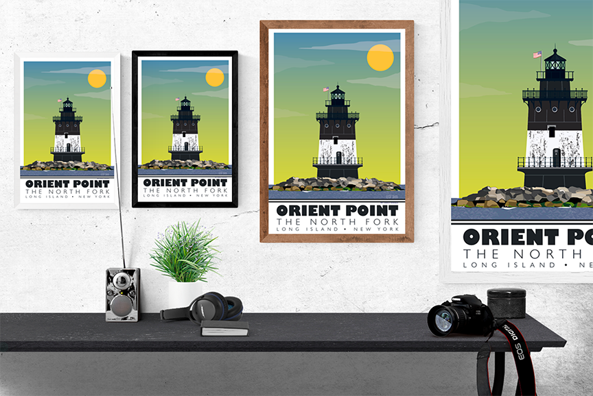 Orient Point Lighthouse Illustration