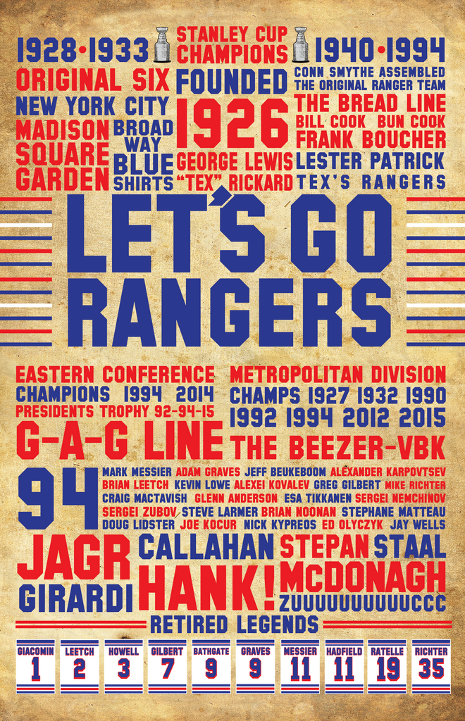 Lets Go Rangers Vintage Poster