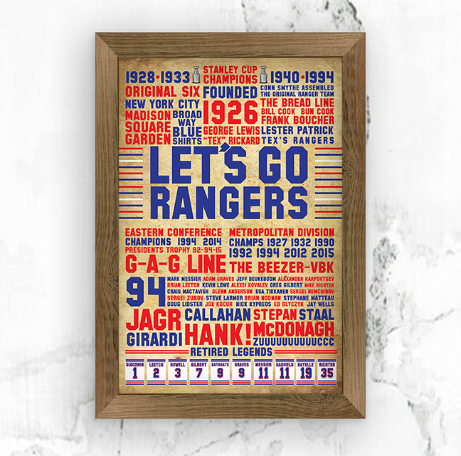 Lets Go Rangers Vintage Poster – LOST DOG Art & Frame