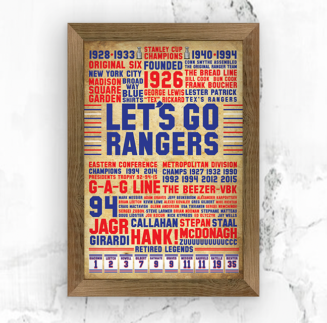 Lets Go Rangers Vintage Poster