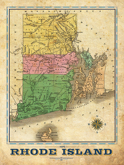 Rhode Island Vintage Remixed Map