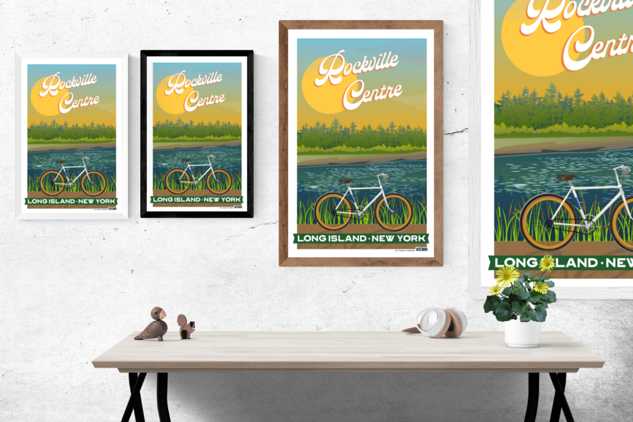 Rockville Centre Bike Ride Illustration – LOST DOG Art & Frame
