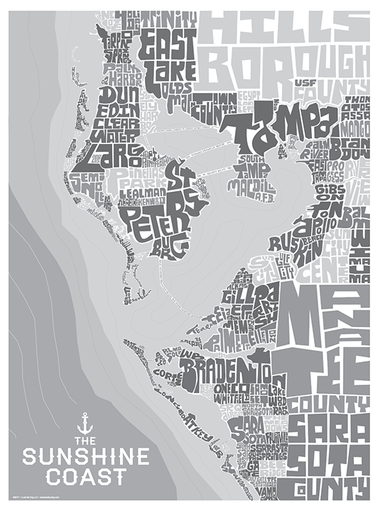 Tampa Bay - St. Pete Typography Map