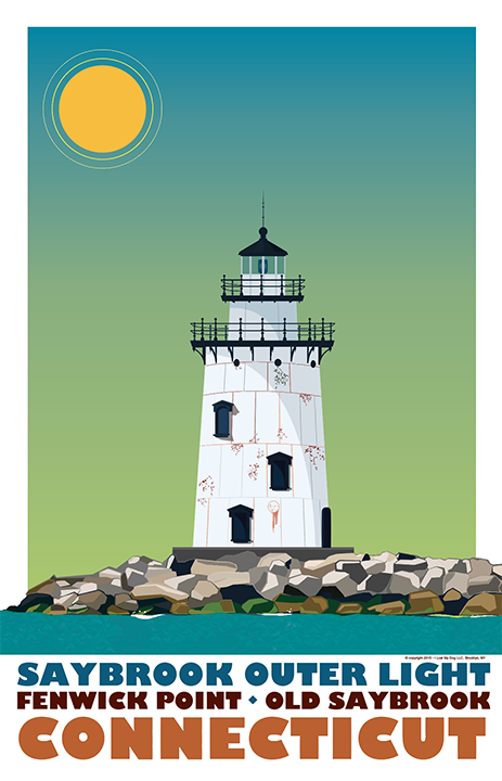 Saybrook Outer Light Lighthouse Illustration