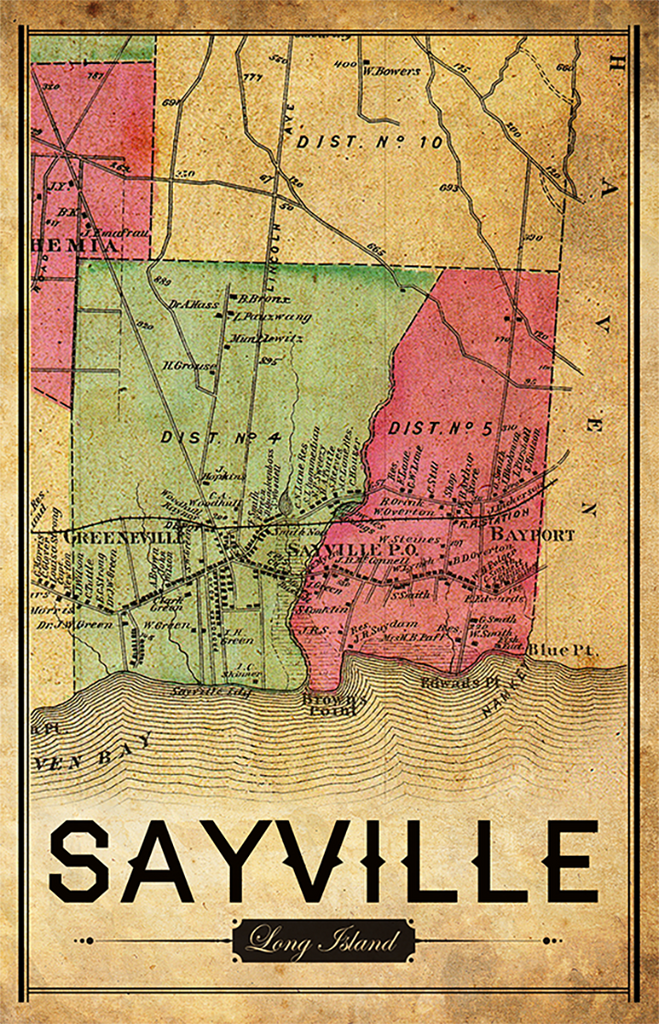 Sayville Vintage Map