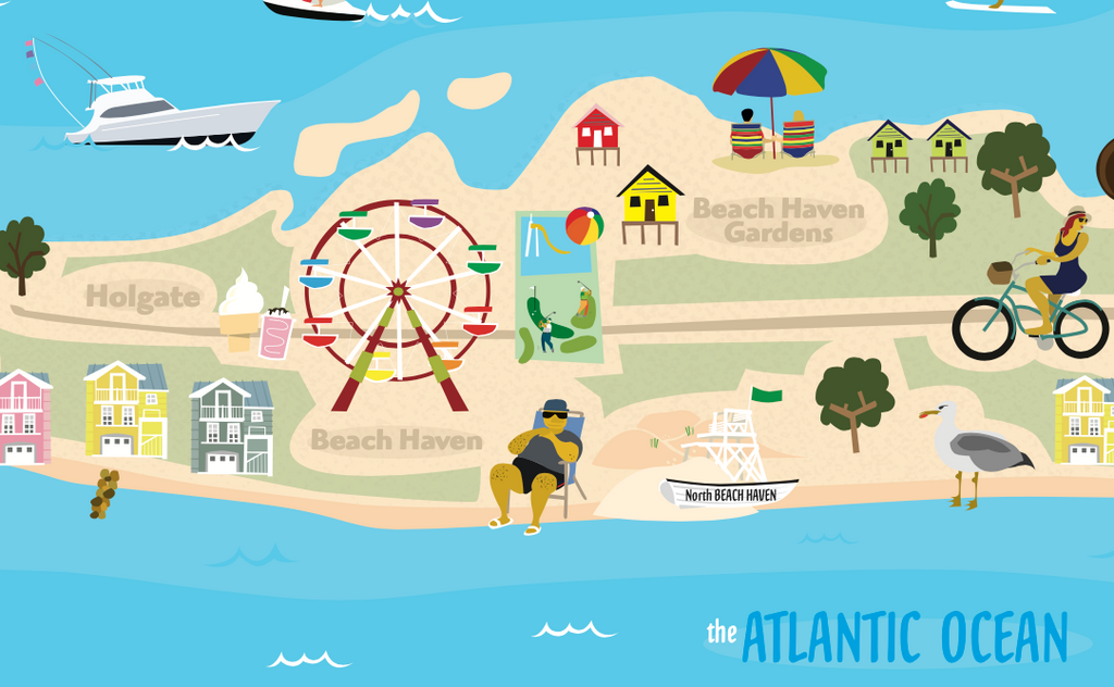 Long Beach Island New Jersey Map Illustration