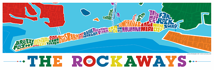 Rockaway Queens Typography Map