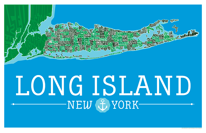 Long Island Towns Typography Map