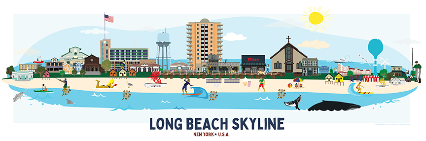 Long Beach Skyline Illustration