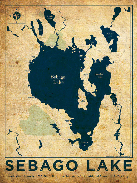 Sebago Lake Nautical Map