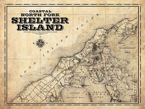 Shelter Island Vintage Remixed Map