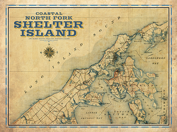 Shelter Island Vintage Remixed Map