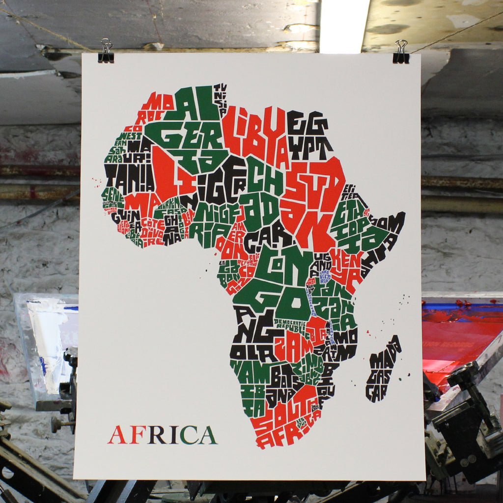 Africa Type Map Poster