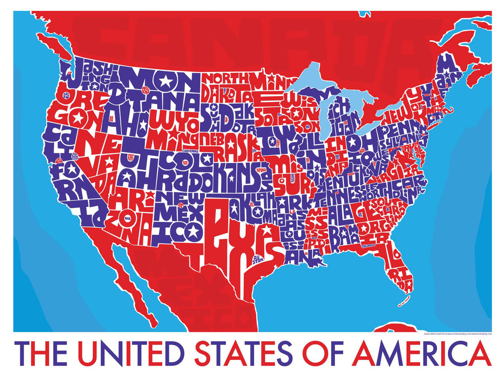 United States Hand Drawn Type Map