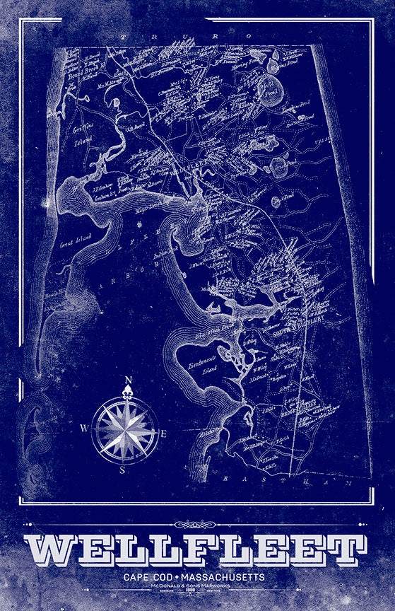 Wellfleet, Cape Cod Massachusetts Vintage Remixed Map