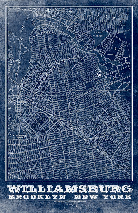 Williamsburg Brooklyn Vintage Remixed Map