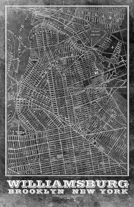 Williamsburg Brooklyn Vintage Remixed Map