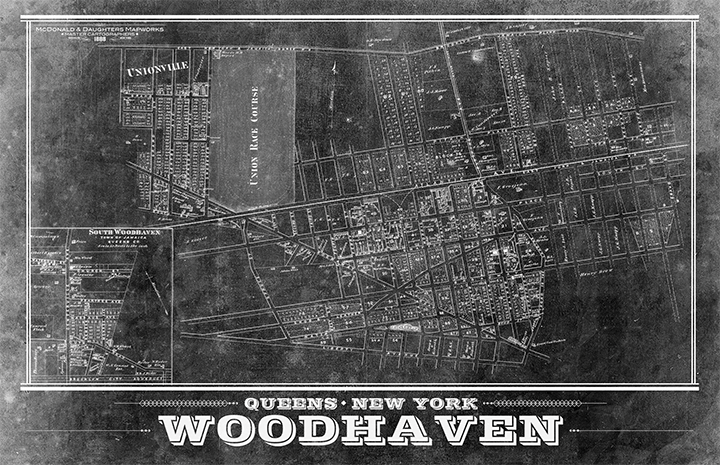 Woodhaven Map Woodhaven Vintage 11x17 Bw 